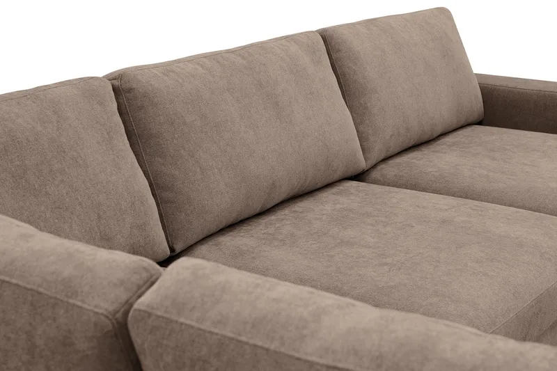 Scandi Djup 4-sits Soffa med Schäslong Vänster i Tyg - Mörkbrun - Möbler - Vardagsrum - Soffor - Divansoffa & schäslong