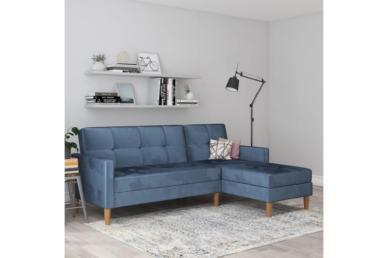 Schäslong Lilly Blå, Sammet - Blå, Sammet - Möbler - Vardagsrum - Soffor - Divansoffa & schäslong