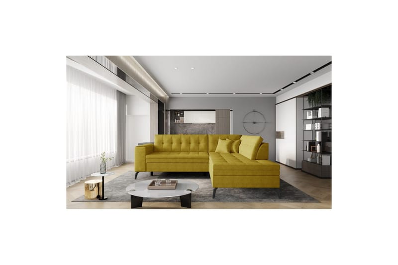 Sektion Eltap Lanvin 260x210x93 cm - Gojo 45, Gul, Höger - Möbler - Vardagsrum - Soffor - Divansoffa & schäslong