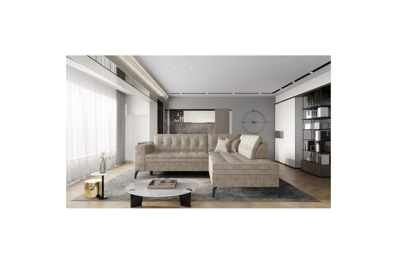 Sektion Eltap Lanvin 260x210x93 cm - Leve 18, Beige, Höger - Möbler - Vardagsrum - Soffor - Skinnsoffor