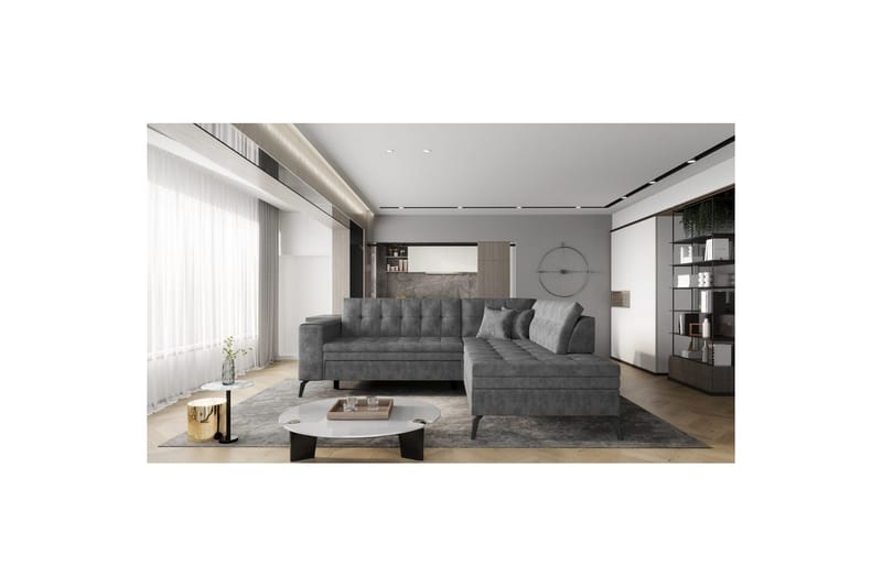 Sektion Eltap Lanvin 260x210x93 cm - Leve 6, Mörkgrå, Höger - Möbler - Vardagsrum - Soffor - Skinnsoffor