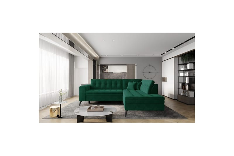 Sektion Eltap Lanvin 260x210x93 cm - Lukso 35, Mörkgrön, Höger - Möbler - Vardagsrum - Soffor - Divansoffa & schäslong
