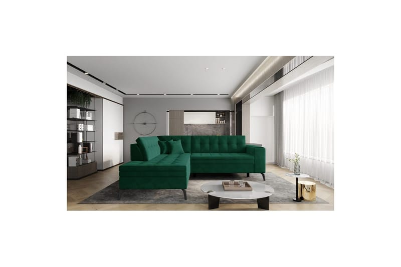Sektion Eltap Lanvin 260x210x93 cm - Lukso 35, Mörkgrön, Vänster - Möbler - Vardagsrum - Soffor - Divansoffa & schäslong