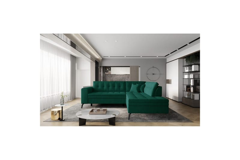 Sektion Eltap Lanvin 260x210x93 cm - Nube 35, Grön, Höger - Möbler - Vardagsrum - Soffor - Divansoffa & schäslong