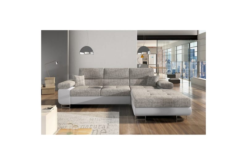 Sektionssoffa Eltap Armando 289x85x203 cm - Berlin 01, Mjuk 17, Grå, Vit, Höger - Möbler - Vardagsrum - Soffor - Skinnsoffor