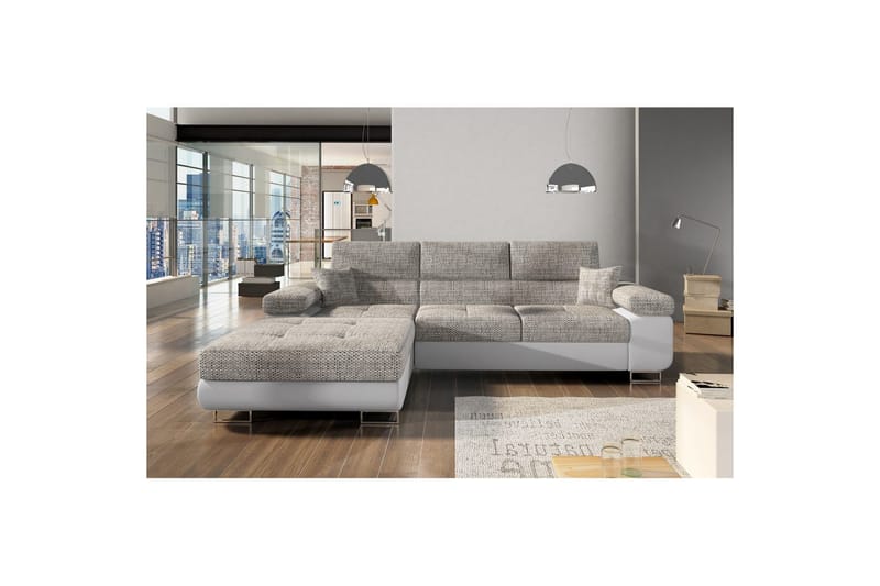 Sektionssoffa Eltap Armando 289x85x203 cm - Berlin 01, Mjuk 17, Grå, Vit, Vänster - Möbler - Vardagsrum - Soffor - Skinnsoffor