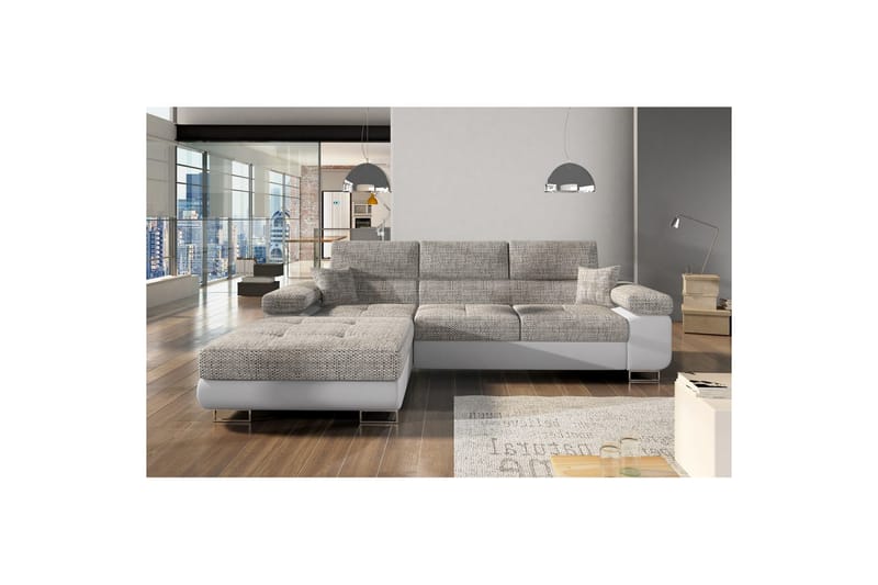 Sektionssoffa Eltap Armando 289x85x203 cm - Berlin 01, Mjuk 17, Grå, Vit, Vänster - Möbler - Vardagsrum - Soffor - Skinnsoffor