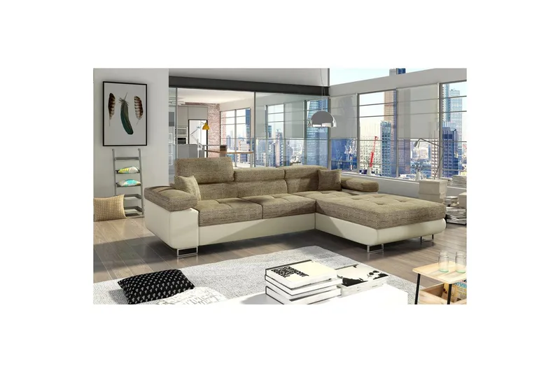Sektionssoffa Eltap Armando 289x85x203 cm, Berlin 03, Mjuk 33, Beige, Höger