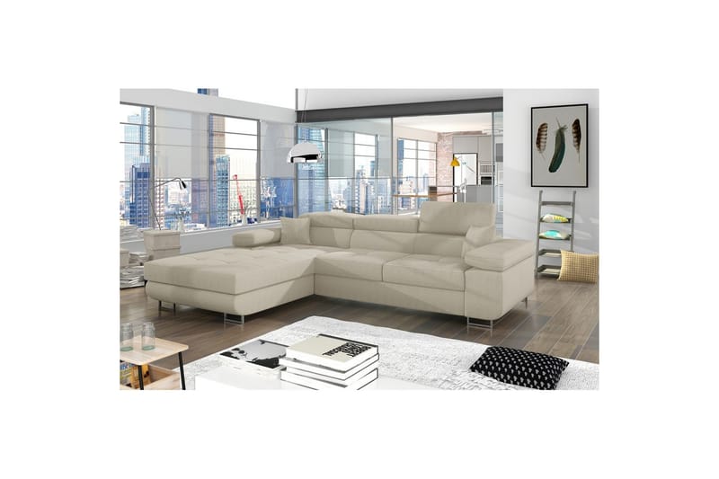 Sektionssoffa Eltap Armando 289x85x203 cm - Jarell 18, Ljusbeige, Vänster - Möbler - Vardagsrum - Soffor - Divansoffa & schäslong