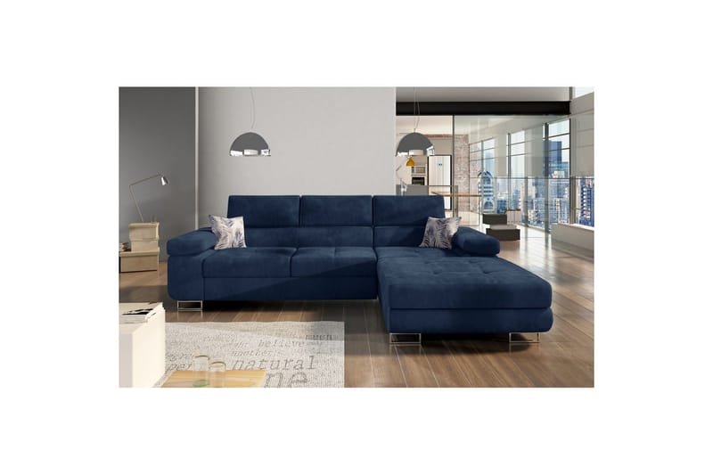 Sektionssoffa Eltap Armando 289x85x203 cm - Kronos 09, Botanisk 80, Mörkblå, Mönster, Höger - Möbler - Vardagsrum - Soffor - Divansoffa & schäslong