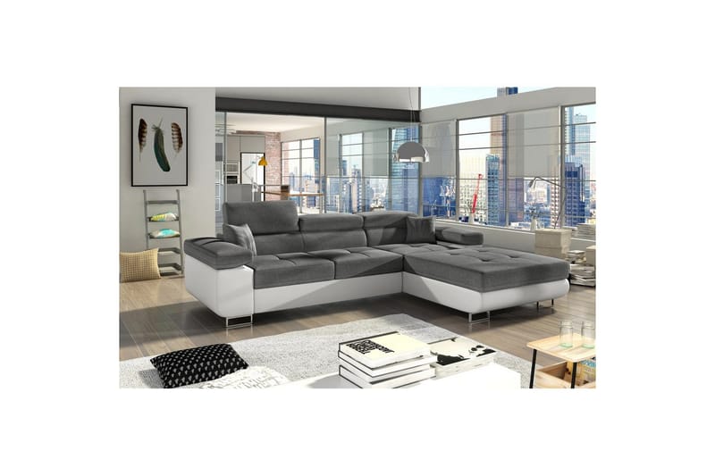 Sektionssoffa Eltap Armando 289x85x203 cm, Sawana 05, Soft 17, Grå, Vit, Höger