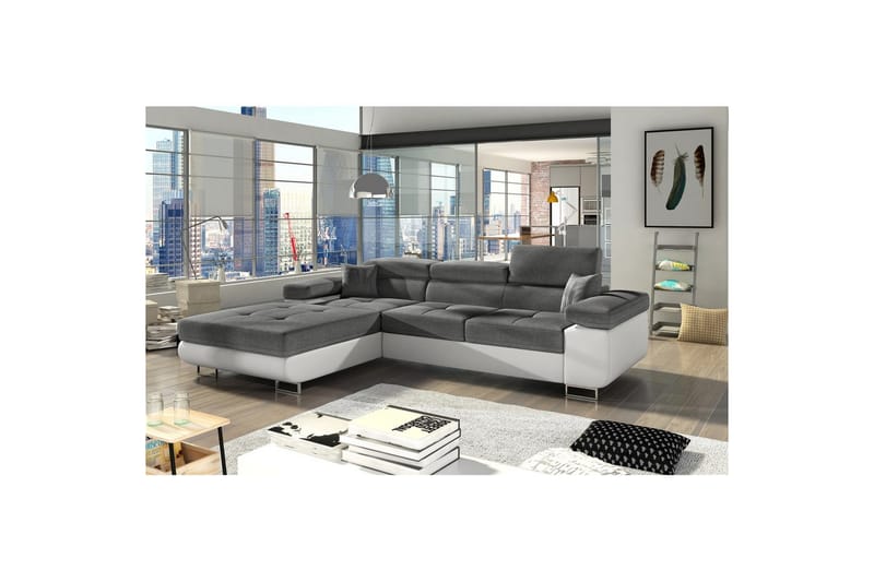 Sektionssoffa Eltap Armando 289x85x203 cm - Sawana 05, Soft 17, Grå, Vit, Vänster - Möbler - Vardagsrum - Soffor - Skinnsoffor