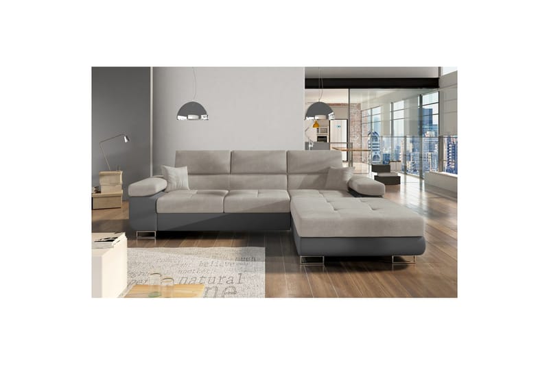Sektionssoffa Eltap Armando 289x85x203 cm - Soro 83, Soft 29, Vit, Grå, Höger - Möbler - Vardagsrum - Soffor - Skinnsoffor