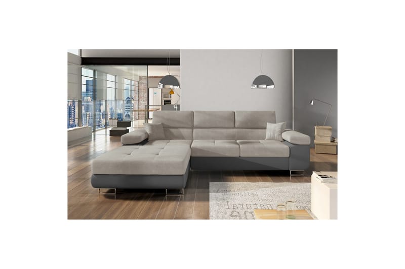 Sektionssoffa Eltap Armando 289x85x203 cm - Soro 83, Soft 29, Vit, Grå, Vänster - Möbler - Vardagsrum - Soffor - Skinnsoffor