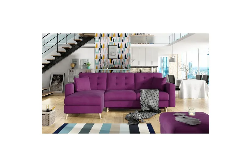 Sektionssoffa Eltap Asgard L 248x93x162 cm, Mat Velvet 68, Röd