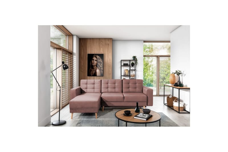 Sektionssoffa Eltap Asgard L 248x93x162 cm - Monolith 63, Rosa - Möbler - Vardagsrum - Soffor - Divansoffa & schäslong