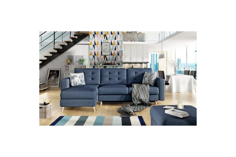 Sektionssoffa Eltap Asgard L 248x93x162 cm - Soro 76, Botanical 80, Blå, Mönster - Möbler - Vardagsrum - Soffor - Divansoffa & schäslong