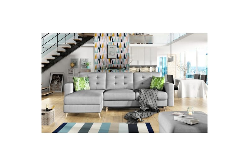 Sektionssoffa Eltap Asgard L 248x93x162 cm, Soro 83, Jungle 32, Vit, Mönster