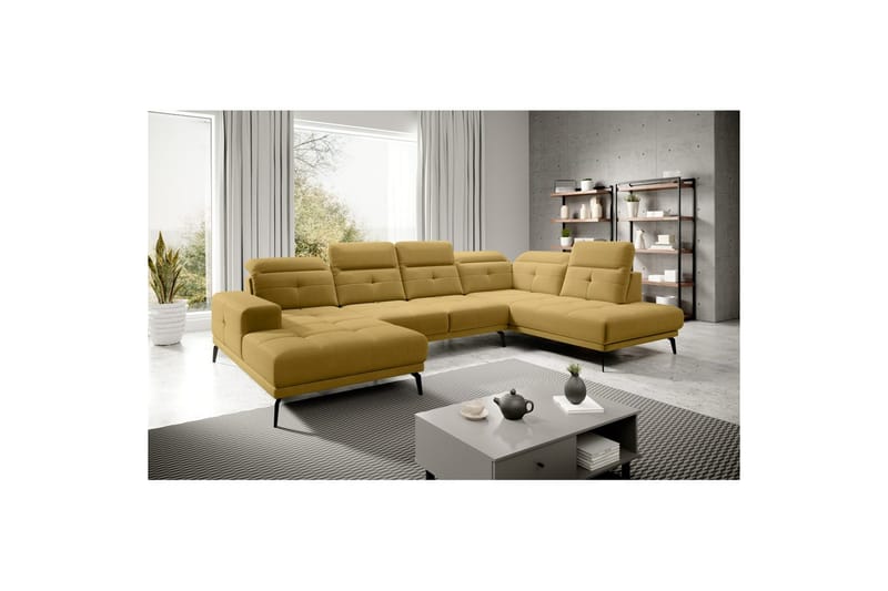 Sektionssoffa Eltap Bretan 350x205x107 cm, Savoi 45, Gul, Höger