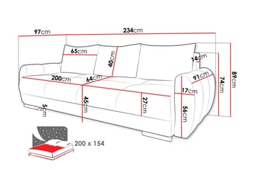Simerly 3-sits Bäddbar Soffa 234 cm med Förvaring i Plysch - Orange - Möbler - Vardagsrum - Soffor - 3-sits soffor