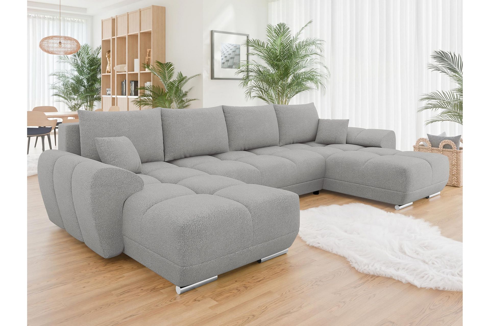 Simerly Bäddsoffa Dubbeldivan 4-sits - Grå - Möbler - Vardagsrum - Bäddsoffor - U bäddsoffa
