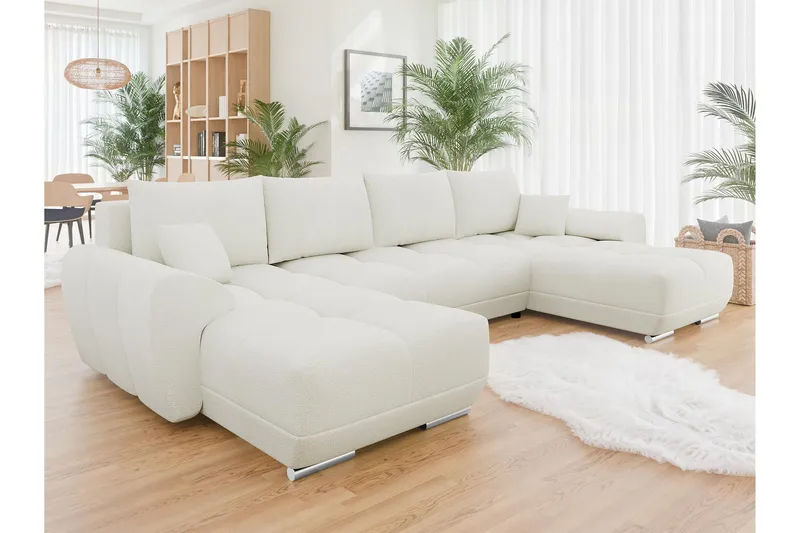 Simerly Bäddsoffa Dubbeldivan 4-sits - Ljusgrå - Möbler - Vardagsrum - Bäddsoffor - U bäddsoffa