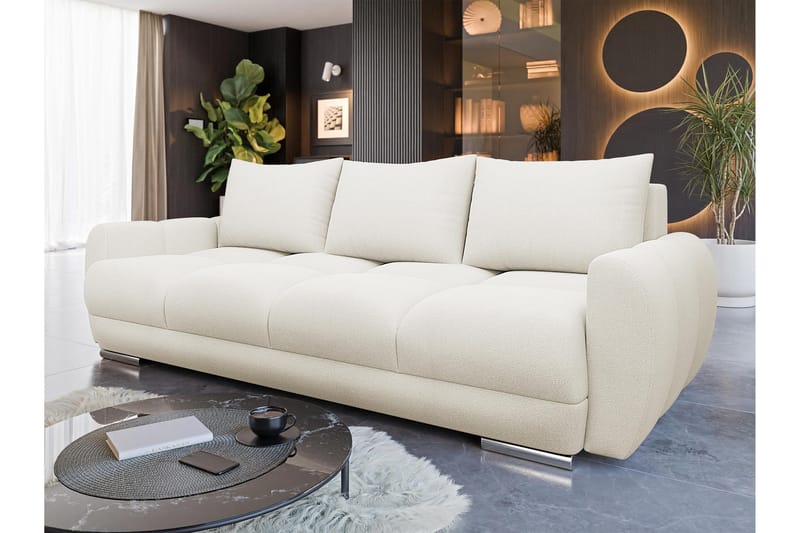 Simerly Soffa 3-sits i Plysch - Ljusgrå - Möbler - Vardagsrum - Soffor - 3-sits soffor