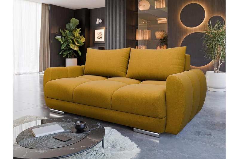 Simerly Soffa 3-sits i Plysch - Gul - Möbler - Vardagsrum - Soffor - 3-sits soffor