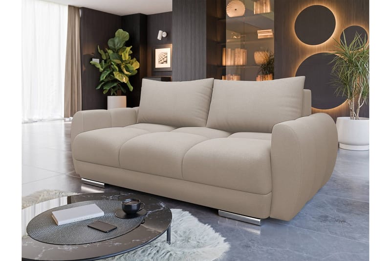 Simerly Soffa 3-sits i Plysch - Beige - Möbler - Vardagsrum - Soffor - 3-sits soffor