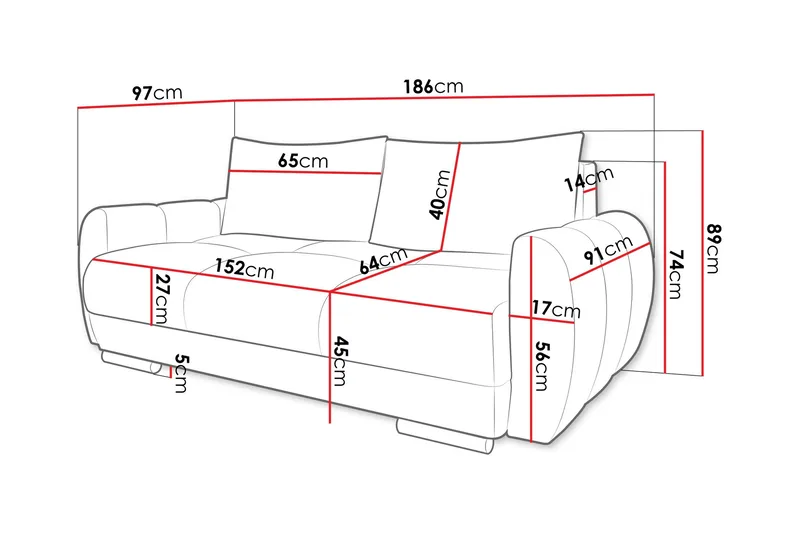 Simerly Soffa 3-sits - Mörkgrå - Möbler - Vardagsrum - Soffor - 3-sits soffor