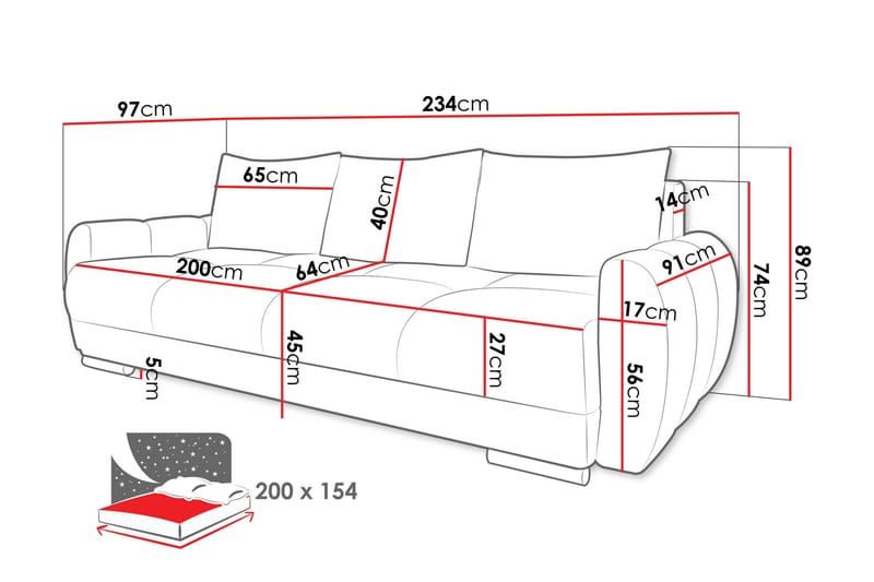 Simerly Soffa 3-sits - Svart - Möbler - Vardagsrum - Soffor - 3-sits soffor