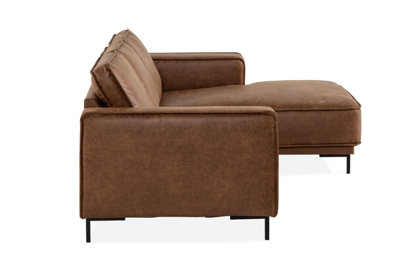 Akron 2-sits Soffa med Divan Höger Bondedläder - Brun - Möbler - Vardagsrum - Soffor - Skinnsoffor