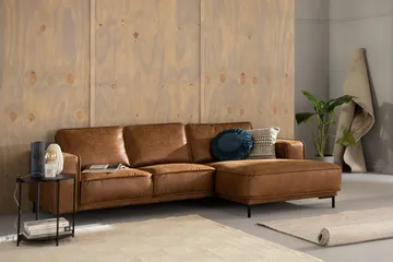 Akron 2-sits Soffa med Divan Höger Bondedläder - Brun - Möbler - Vardagsrum - Soffor - Skinnsoffor
