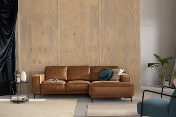 Akron 2-sits Soffa med Divan Höger Bondedläder - Brun - Möbler - Vardagsrum - Soffor - Skinnsoffor