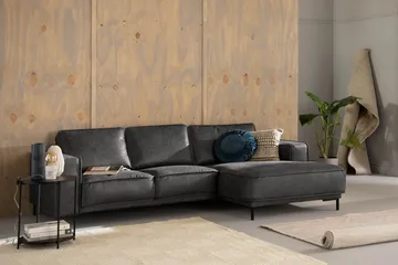Akron 2-sits Soffa med Divan Höger Bondedläder - Mörkgrå - Möbler - Vardagsrum - Soffor - Divansoffa & schäslong