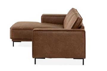 Akron 2-sits Soffa med Divan Vänster Bondedläder - Brun - Möbler - Vardagsrum - Soffor - Skinnsoffor