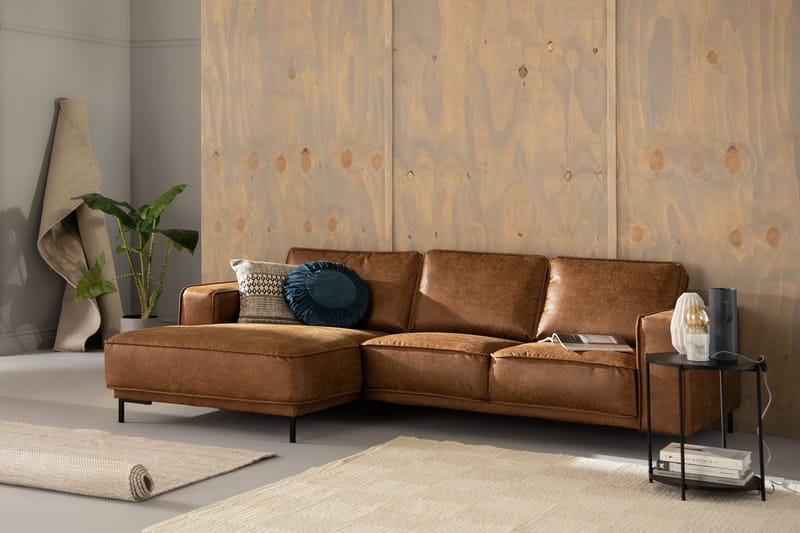 Akron 2-sits Soffa med Divan Vänster Bondedläder - Brun - Möbler - Vardagsrum - Soffor - Skinnsoffor