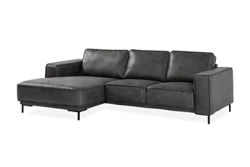 Akron 2-sits Soffa med Divan Vänster Bondedläder - Mörkgrå - Möbler - Vardagsrum - Soffor - Skinnsoffor