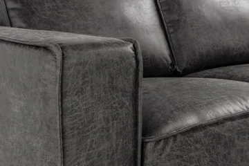 Akron 2-sits Soffa med Divan Vänster Bondedläder - Mörkgrå - Möbler - Vardagsrum - Soffor - Skinnsoffor