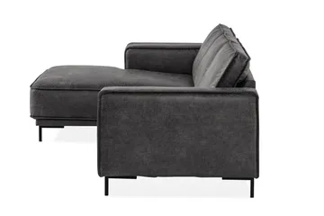 Akron 2-sits Soffa med Divan Vänster Bondedläder - Mörkgrå - Möbler - Vardagsrum - Soffor - Skinnsoffor