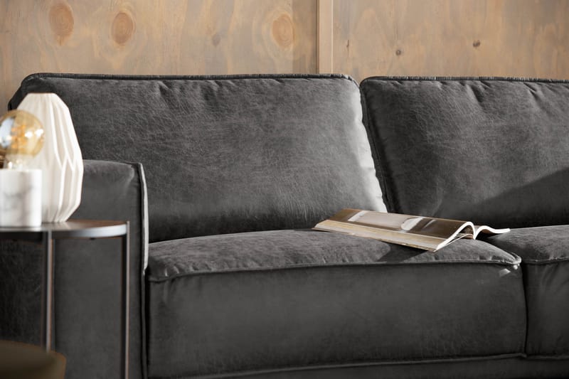 Akron 2,5-sits Soffa med Schäslong Höger Bondedläder - Mörkgrå - Möbler - Vardagsrum - Soffor - Skinnsoffor