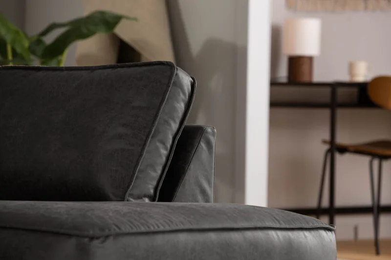 Akron 2,5-sits Soffa med Schäslong Höger Bondedläder - Mörkgrå - Möbler - Vardagsrum - Soffor - Skinnsoffor