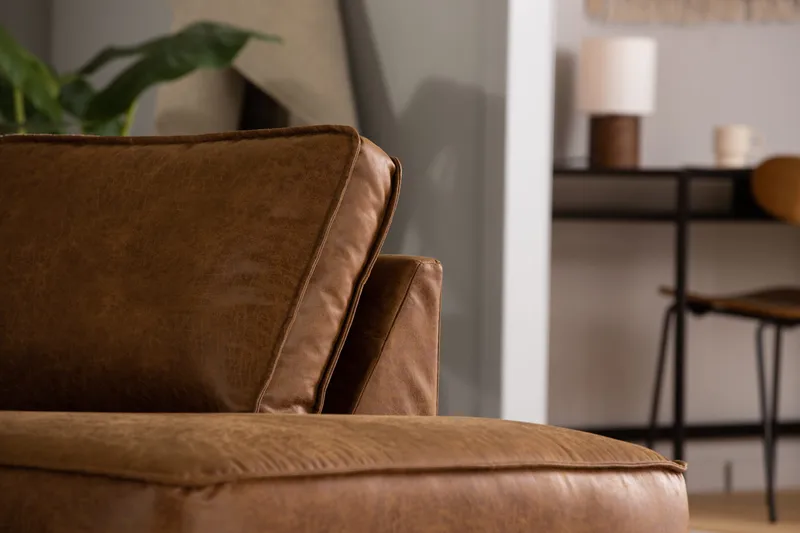 Akron 2,5-sits Soffa med Schäslong Höger läder - Brun - Möbler - Vardagsrum - Soffor - Skinnsoffor