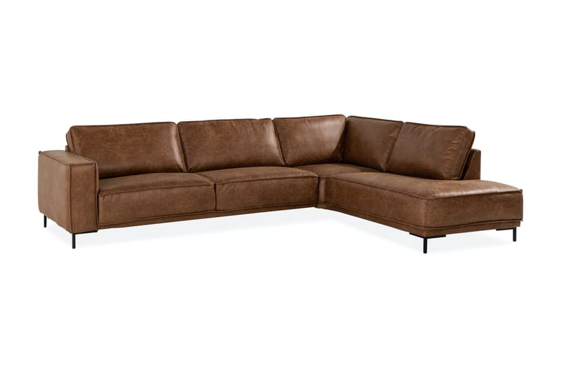 Akron 2,5-sits Soffa med Schäslong Vänster Bondedläder - Brun - Möbler - Vardagsrum - Soffor - Skinnsoffor