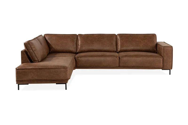 Akron 2,5-sits Soffa med Schäslong Vänster Bondedläder, Brun