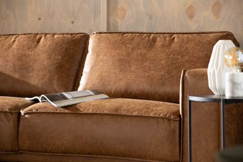 Akron 2,5-sits Soffa med Schäslong Vänster Bondedläder - Brun - Möbler - Vardagsrum - Soffor - Skinnsoffor