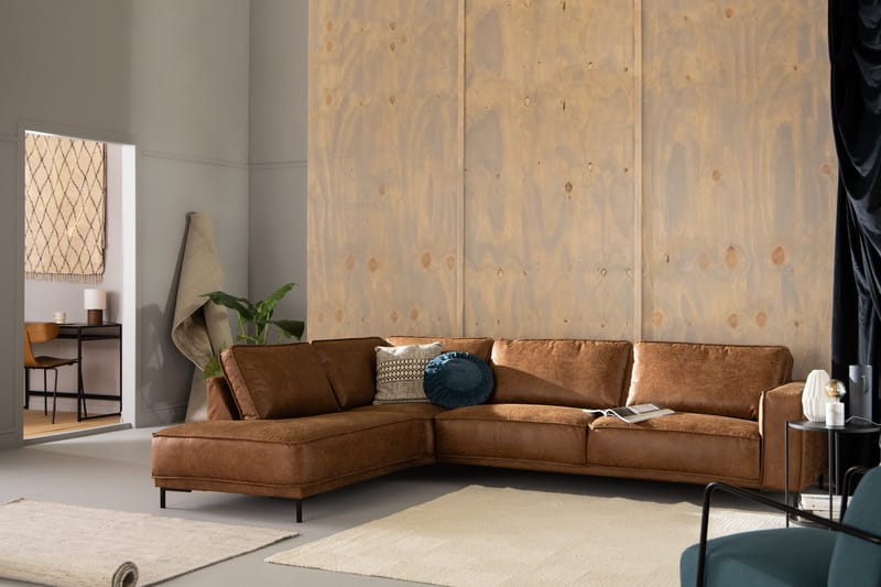 Akron 2,5-sits Soffa med Schäslong Vänster Bondedläder - Brun - Möbler - Vardagsrum - Soffor - Skinnsoffor
