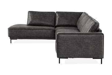 Akron 2,5-sits Soffa med Schäslong Vänster Bondedläder - Mörkgrå - Möbler - Vardagsrum - Soffor - Skinnsoffor