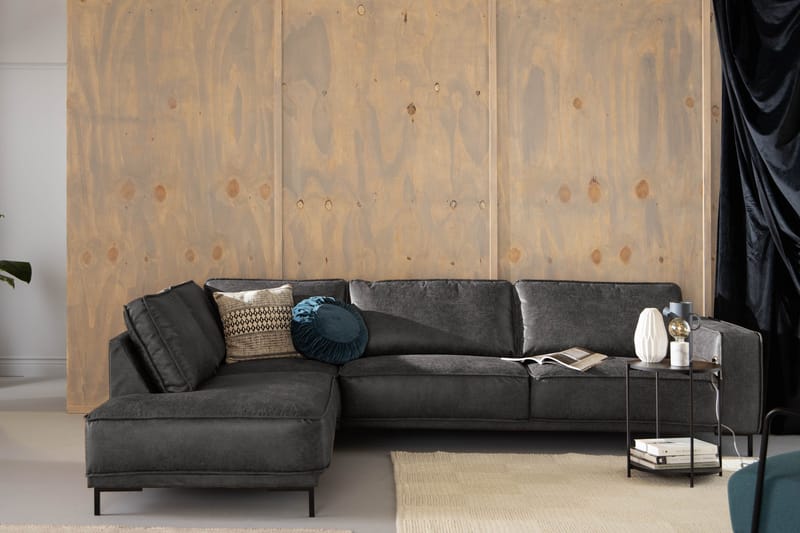 Akron 2,5-sits Soffa med Schäslong Vänster Bondedläder - Mörkgrå - Möbler - Vardagsrum - Soffor - Skinnsoffor