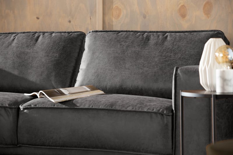 Akron 2,5-sits Soffa med Schäslong Vänster Bondedläder - Mörkgrå - Möbler - Vardagsrum - Soffor - Skinnsoffor